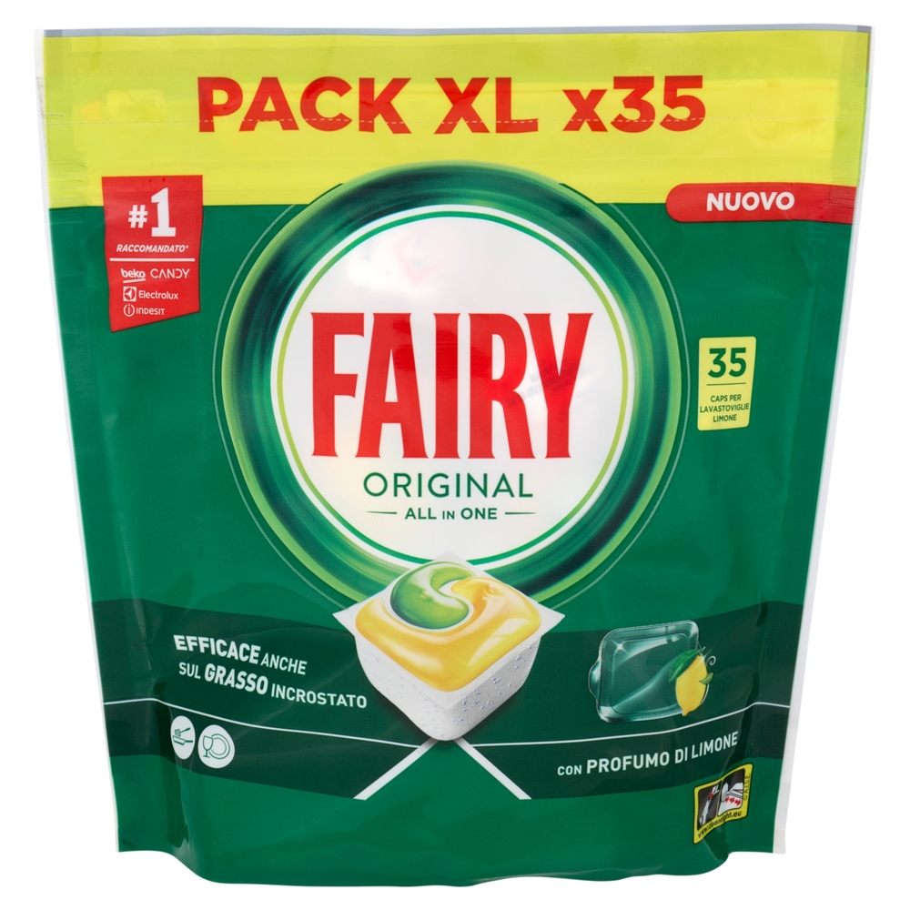 Fairy Pastiglie Lavastoviglie Original All in One, Detersivo Piatti Limone, 35 Capsule 473 g